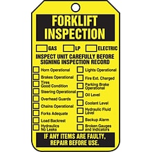 Accuform 5 3/4 x 3 1/4 PF-Cardstock Status Tags FORKLIFT.., Black On Yellow, 25/Pack (TRS305CTP)