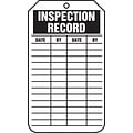 Accuform 5.75 x 3.25 PF-Cardstock Status Tags INSPECTION REC.., Black On White, 25/Pack (TRS307C
