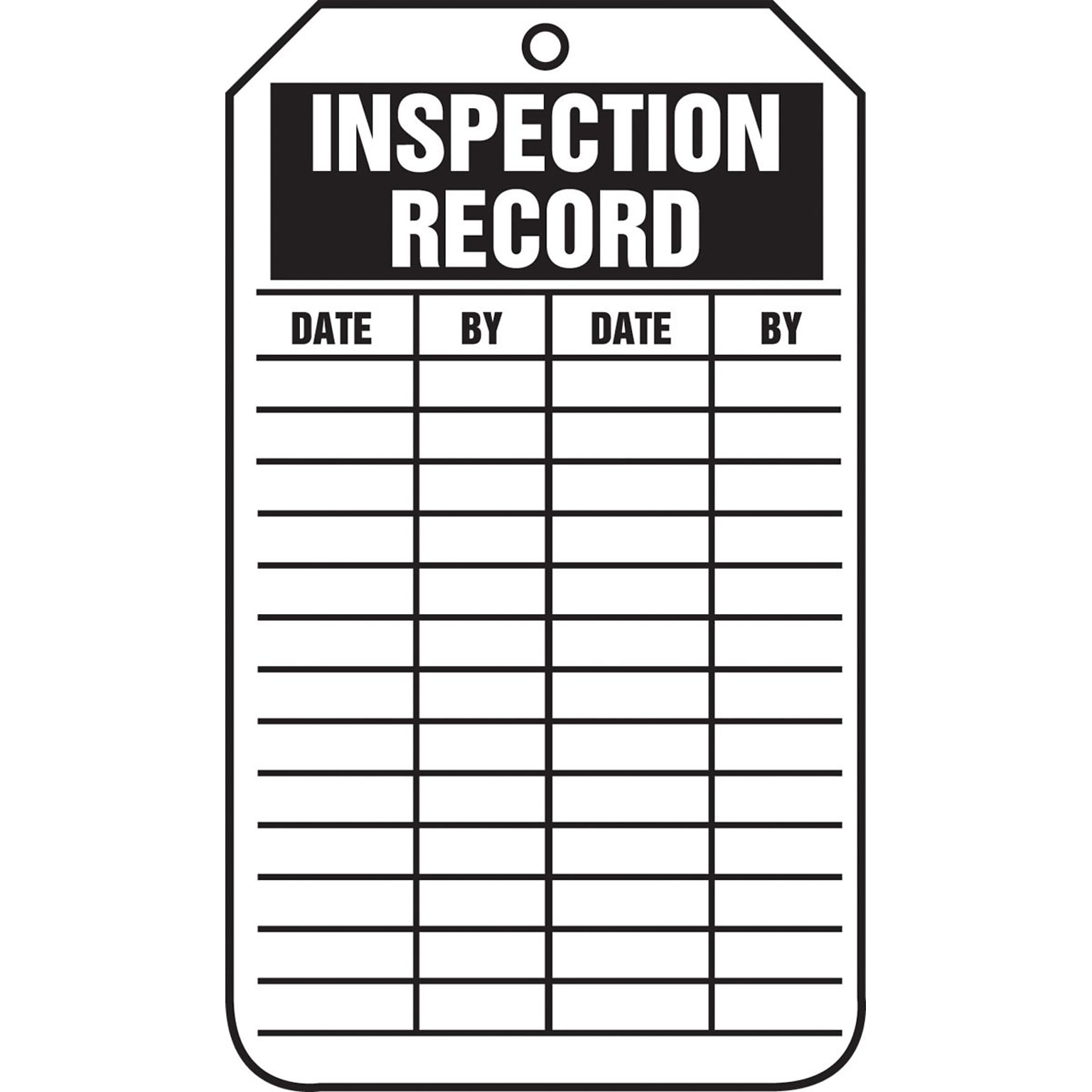 Accuform 5.75 x 3.25 PF-Cardstock Status Tags INSPECTION REC.., Black On White, 25/Pack (TRS307CTP)