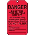 Accuform 5 3/4 x 3 1/4 RP-Plastic Scaffold Status Tag DANGER DO NOT USE.., Black On Red, 25/Pack (TSS101PTP)