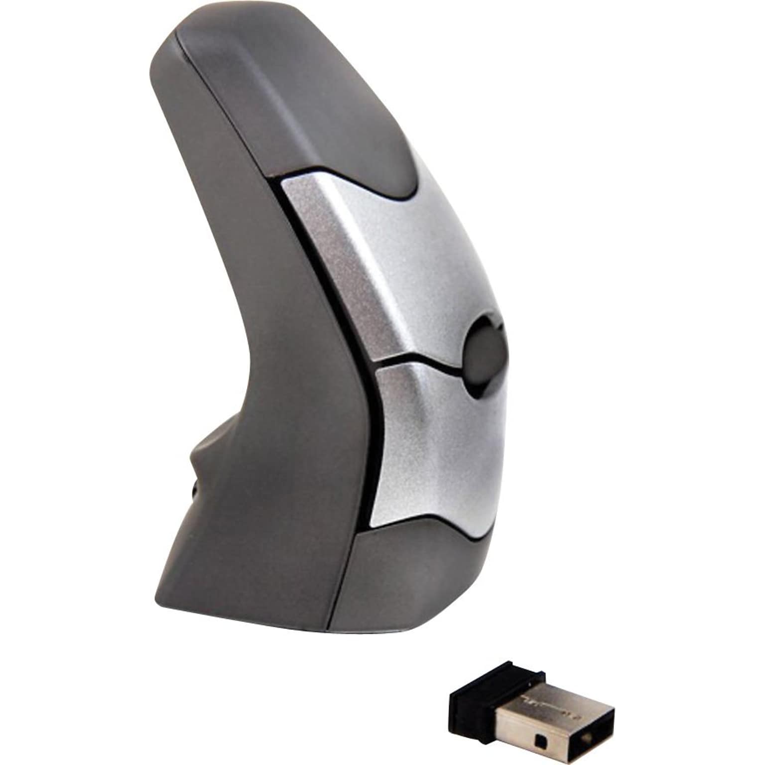 Kinesis Wireless Ergonomic Vertical Ambidextrous Laser USB Mouse, Silver (3349381)