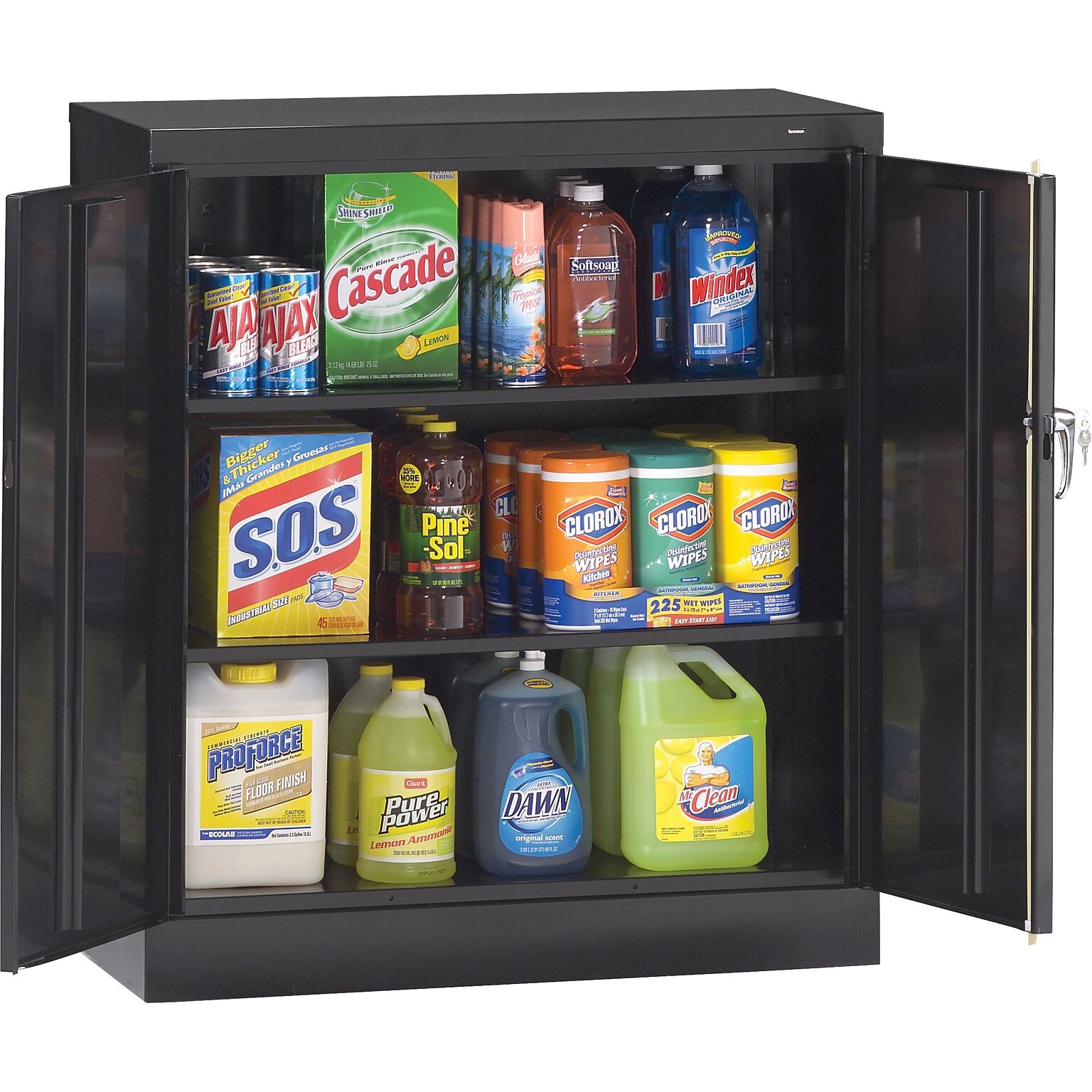Tennsco Standard Counter-Height Storage Cabinet with 3-Shelves, Black, 42H x 36W x 18D (TNN-4218BK)