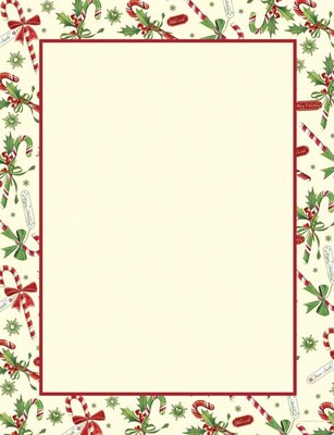 Great Papers® Holiday Stationery Candy Cane & Holly , 80/Count