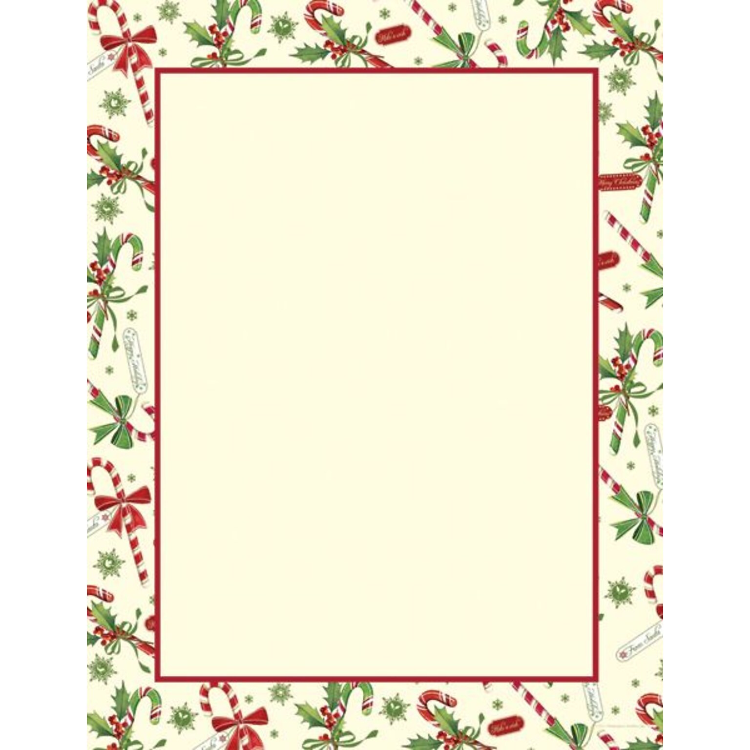 Great Papers® Holiday Stationery Candy Cane & Holly , 80/Count
