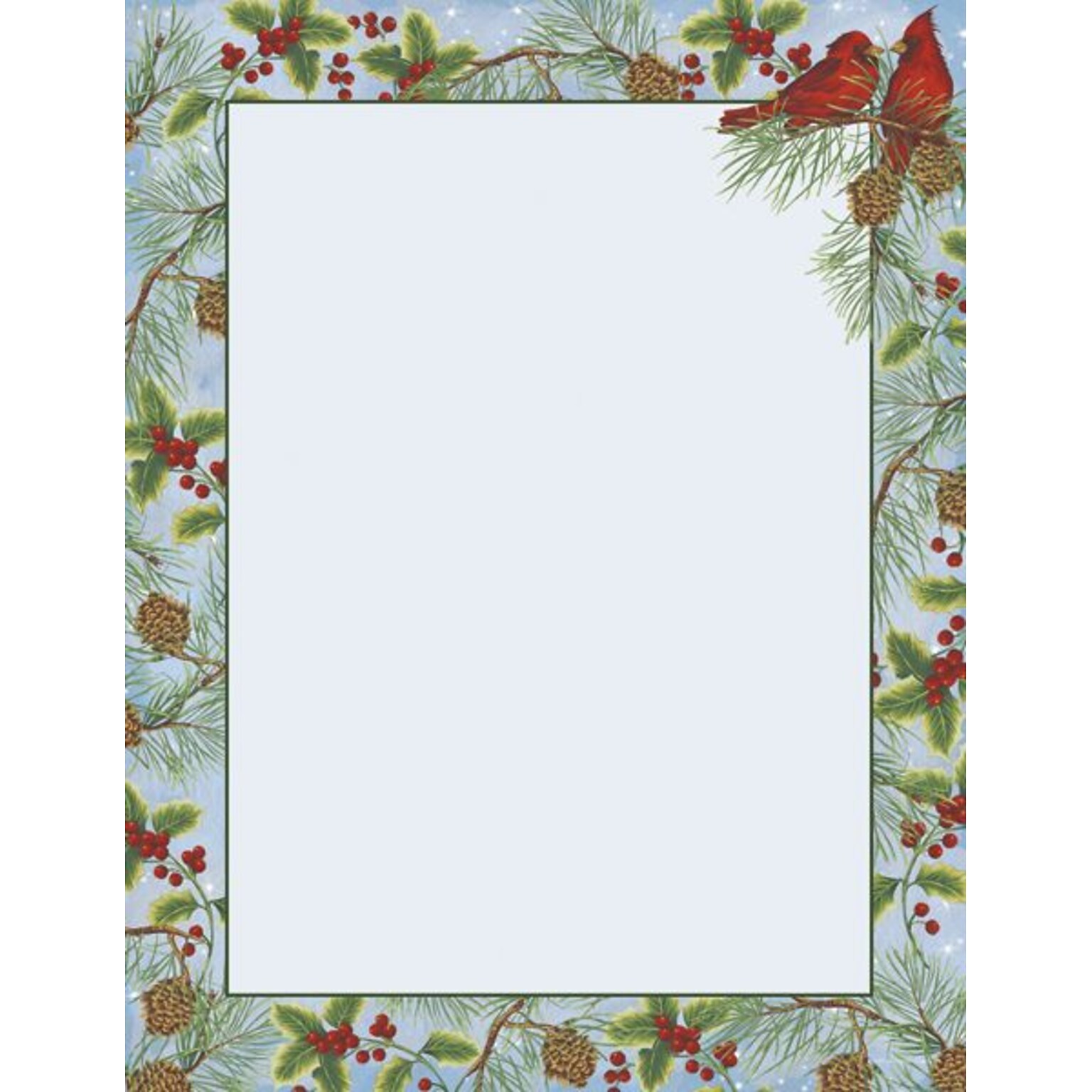 Great Papers Holiday Stationery Cardinal With Pine, 80/Count (2011353)