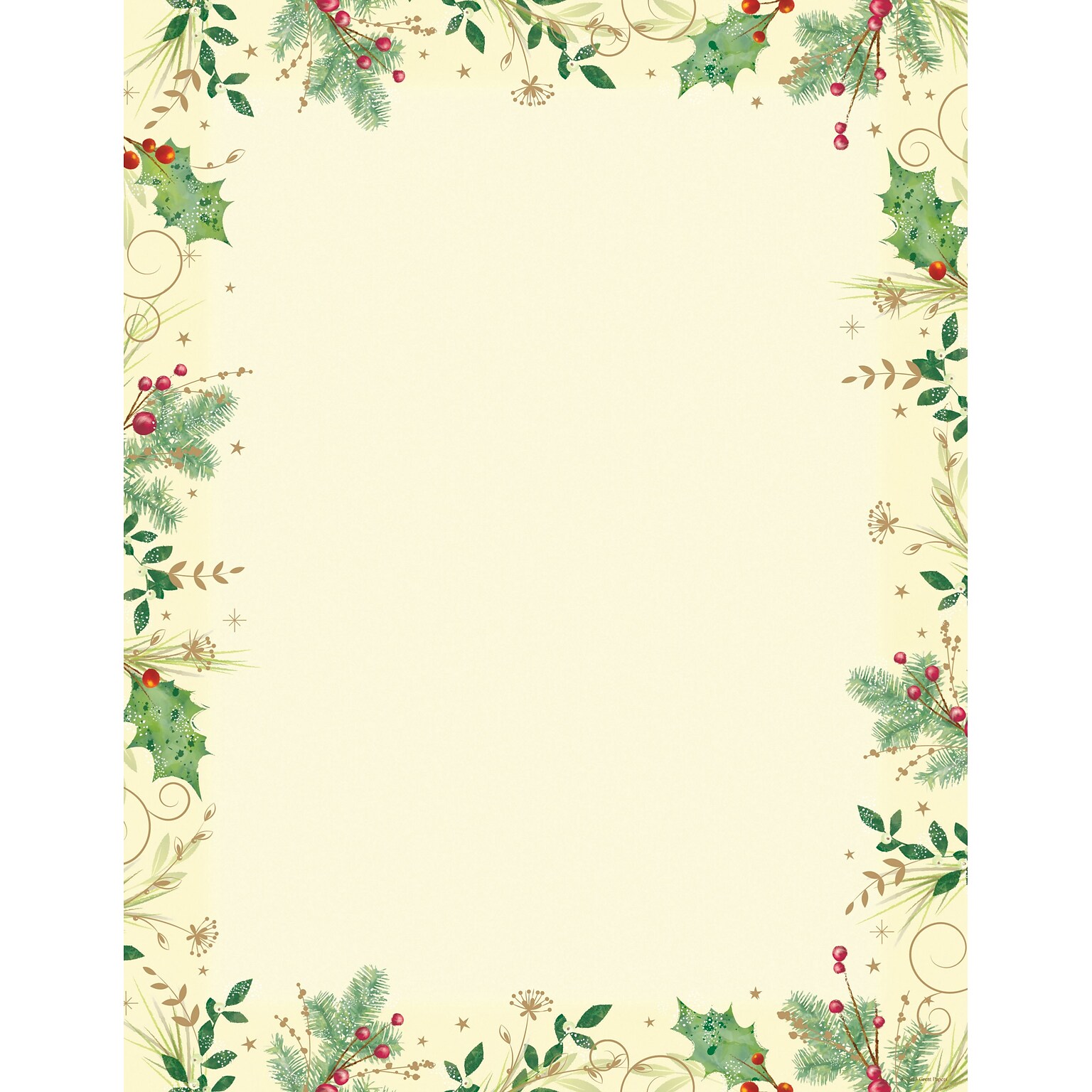 Great Papers Holiday Stationery Holly Branches, 80/Count (2013242)