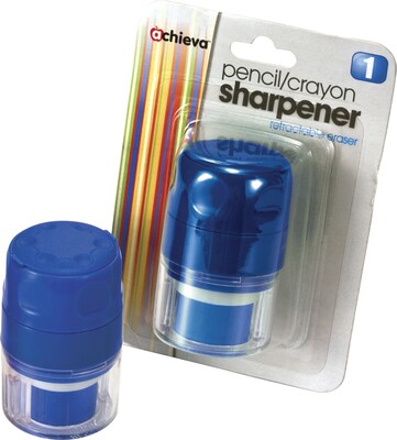 Officemate® Handheld Pencil And Crayon Sharpener With Cap, Blue