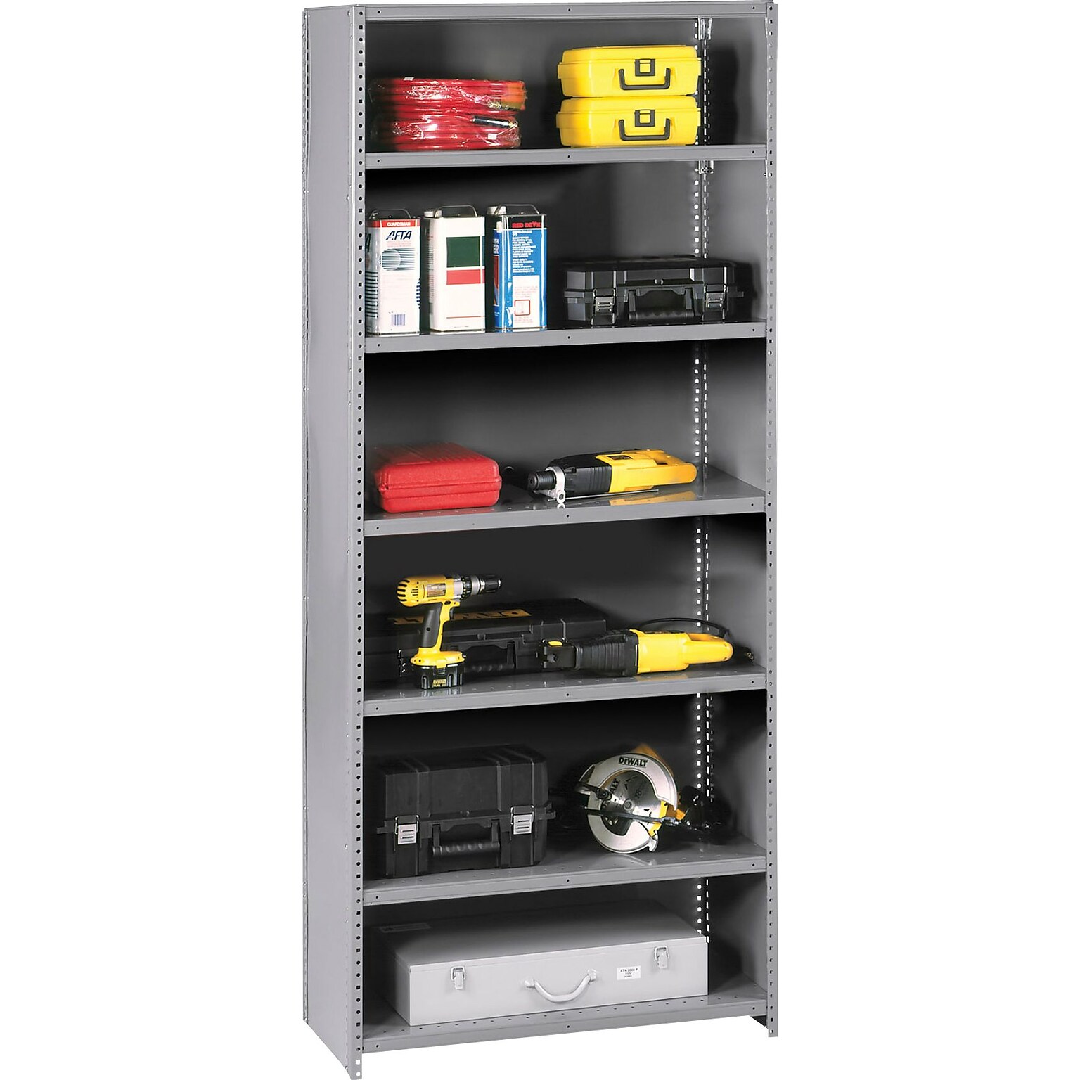 Tennsco Closed Starter 7-Shelf Shelving Unit, Supports 5,250 lb., Medium Grey, 87H x 36W x 24D