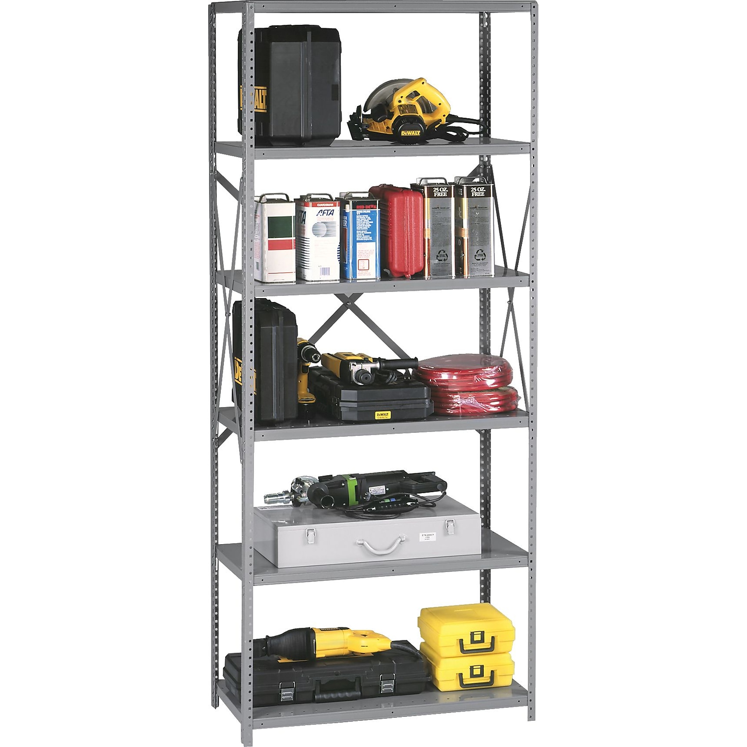 Tennsco Open Starter Industrial Shelving Unit, Supports 4,200 lb., Medium Grey, 87H x 36W x 24D (TNNQOH63624SMGY)