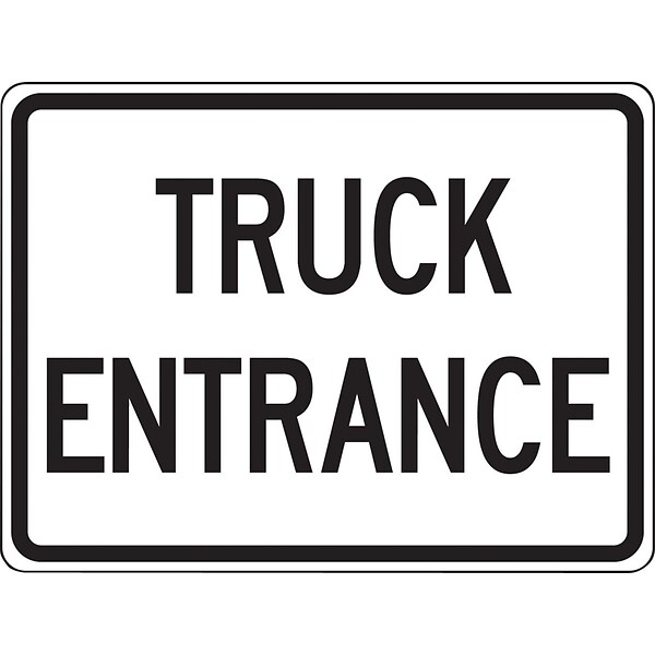 Accuform Signs® 18 x 24 Reflective Aluminum Facility Traffic Sign TRUCK ENTRANCE, Black On White