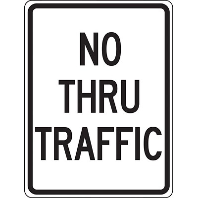 Accuform Signs® 24 x 18 Reflective Aluminum Facility Traffic Sign NO THRU.., Black On White