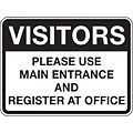 Accuform Signs® 18 x 24 Reflective Aluminum Facility Traffic Sign VISITORS.., Black On White