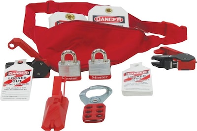 Accuform Lockout/Tagout Pouch Kit With Front Zipper, Adjustable Waist Strap, Red (KSK115)