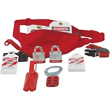 Accuform Lockout/Tagout Pouch Kit With Front Zipper, Adjustable Waist Strap, Red (KSK115)