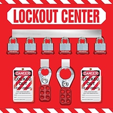 Accuform Signs® Lockout Store Board With Kit and 6 Padlock, Red/White