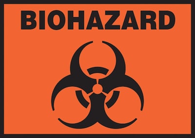 Accuform 3 1/2 x 5 Adhesive Vinyl Safety Label BIOHAZARD, Black On Orange, 5/Pack (LBHZ506VSP)