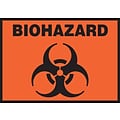 Accuform 3 1/2 x 5 Adhesive Vinyl Safety Label BIOHAZARD, Black On Orange, 5/Pack (LBHZ506VSP)