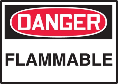 Accuform Signs® 3 1/2" x 5" Adhesive Vinyl Safety Label "DANGER FLAMM..", Red/Black On White, 5/Pack