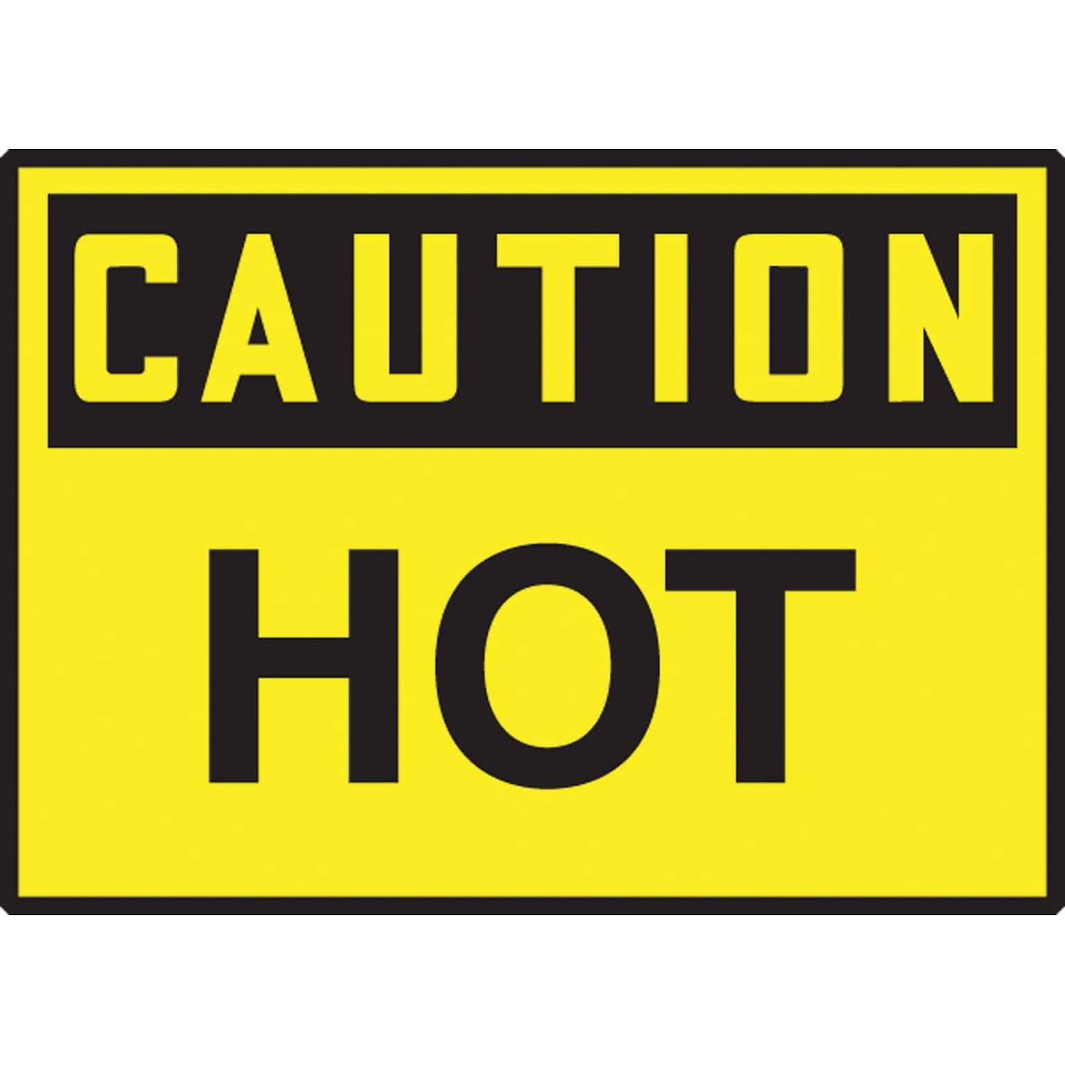 Accuform 3 1/2 x 5 Adhesive Vinyl Safety Label CAUTION HOT, Black On Yellow, 5/Pack (LCHL675VSP)