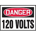 Accuform Signs® 3 1/2 x 5 Adhesive Vinyl Safety Label DANGER 120 V.., Red/Black On White, 5/Pack