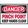 Accuform Signs® 3 1/2 x 5 Adhesive Vinyl Safety Label DANGER PINC.., Red/Black On White, 5/Pack