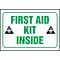 Accuform Signs® 3 1/2 x 5 Adhesive Vinyl Safety Label FIRST AID.., Green/Black On White, 5/Pack