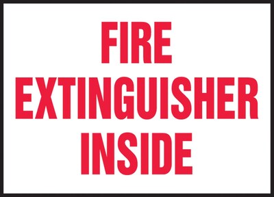 Accuform Signs® 3 1/2" x 5" Adhesive Vinyl Safety Label "FIRE EXTINGUISHER..", Red On White, 5/Pack