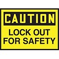 Accuform Signs® 3 1/2 x 5 Adhesive Vinyl Safety Label CAUTION LOCK OU.., Black On Yellow, 5/Pack