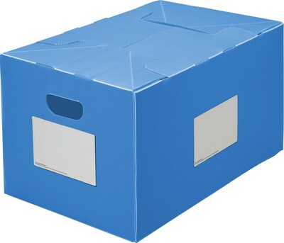 Plastic Storage Box; Collapsible, Blue, 16 Gallon, 2/Pack