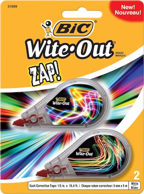 BIC Wite-Out Correction Tape, White, 2/Pack (WOMDTP21)