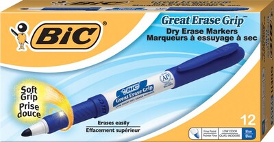 BIC Intensity Dry Erase Markers, Fine Tip, Blue, 12/Pack (GDE11BLU)