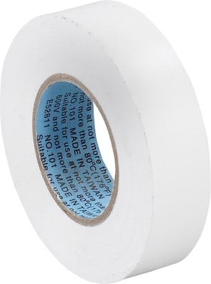 Tape Logic™ 3/4(W) x 20 yds(L) Vinyl Electrical Tape, White, 10/Pack