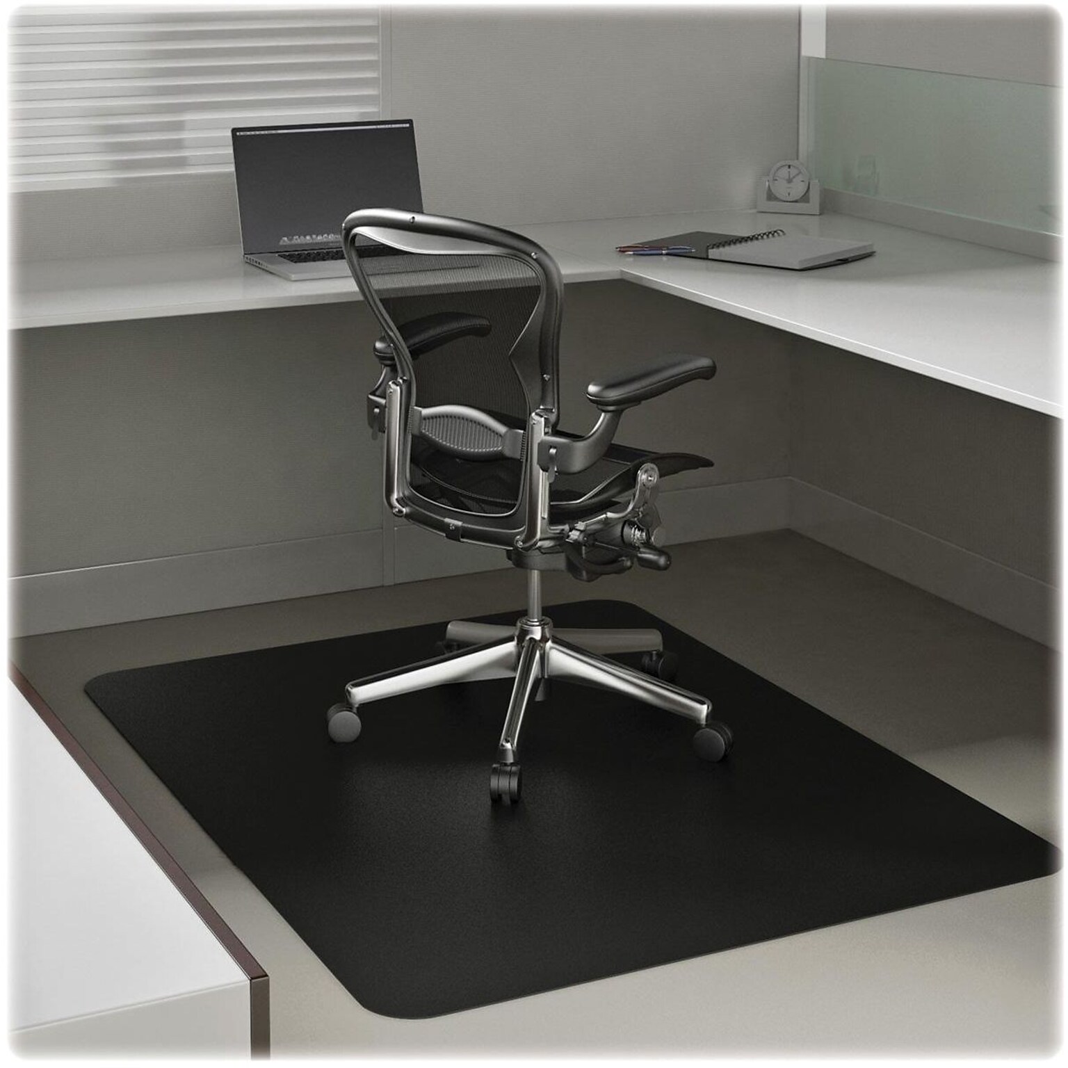 Deflect-O EconoMat 46 X 60 Occasional Use Chair Mat for Commercial Low Pile Carpeting, Black (CM11442FBLK)