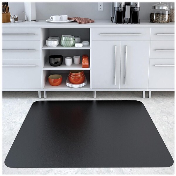Deflect-O® Black Mat 45 x 53 Rectangle-Hard Floor, Vinyl, Black