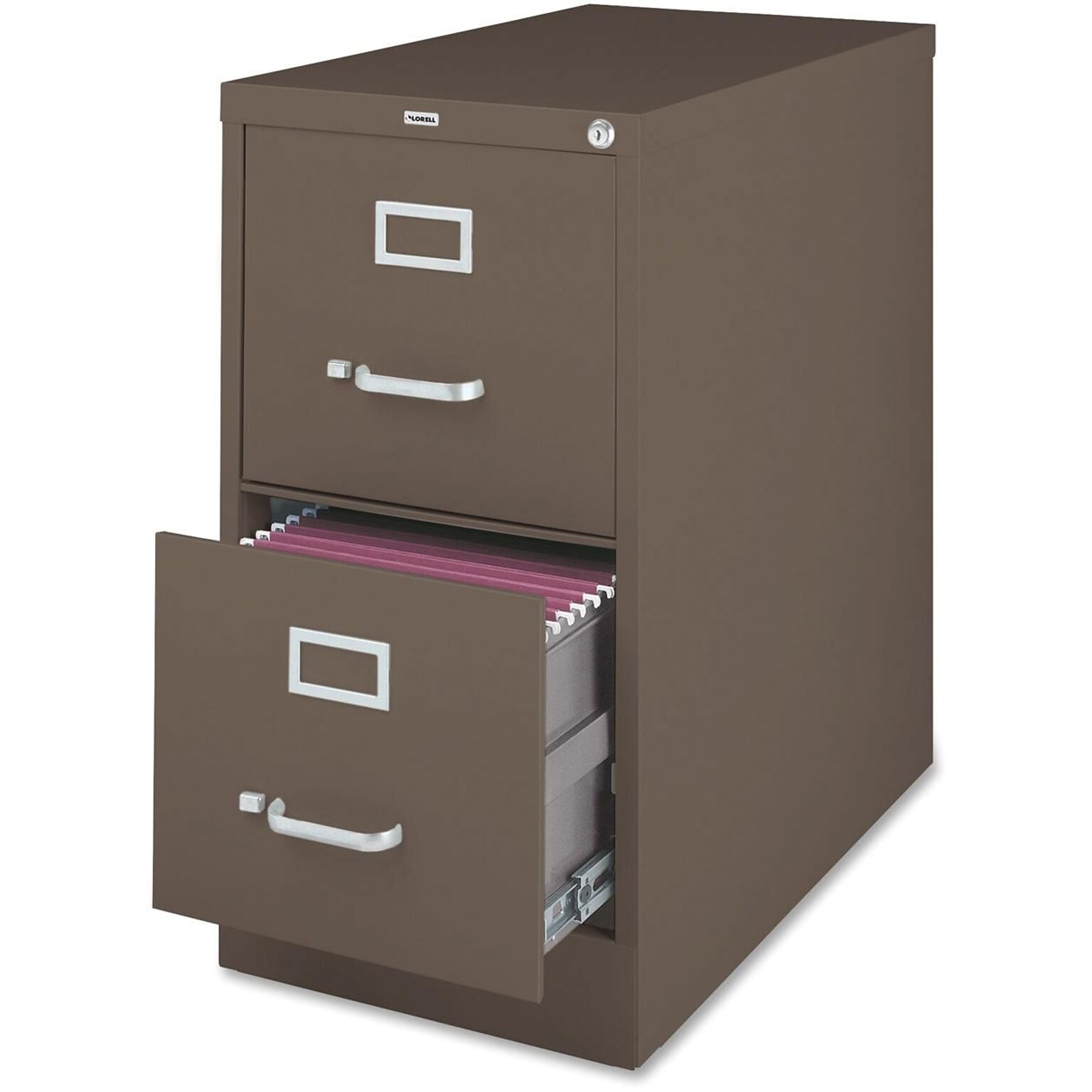 Lorell Fortress Series 2-Drawer Vertical File Cabinet, 15W x 26.5D x 28.4H, Medium Tone (LLR60156)
