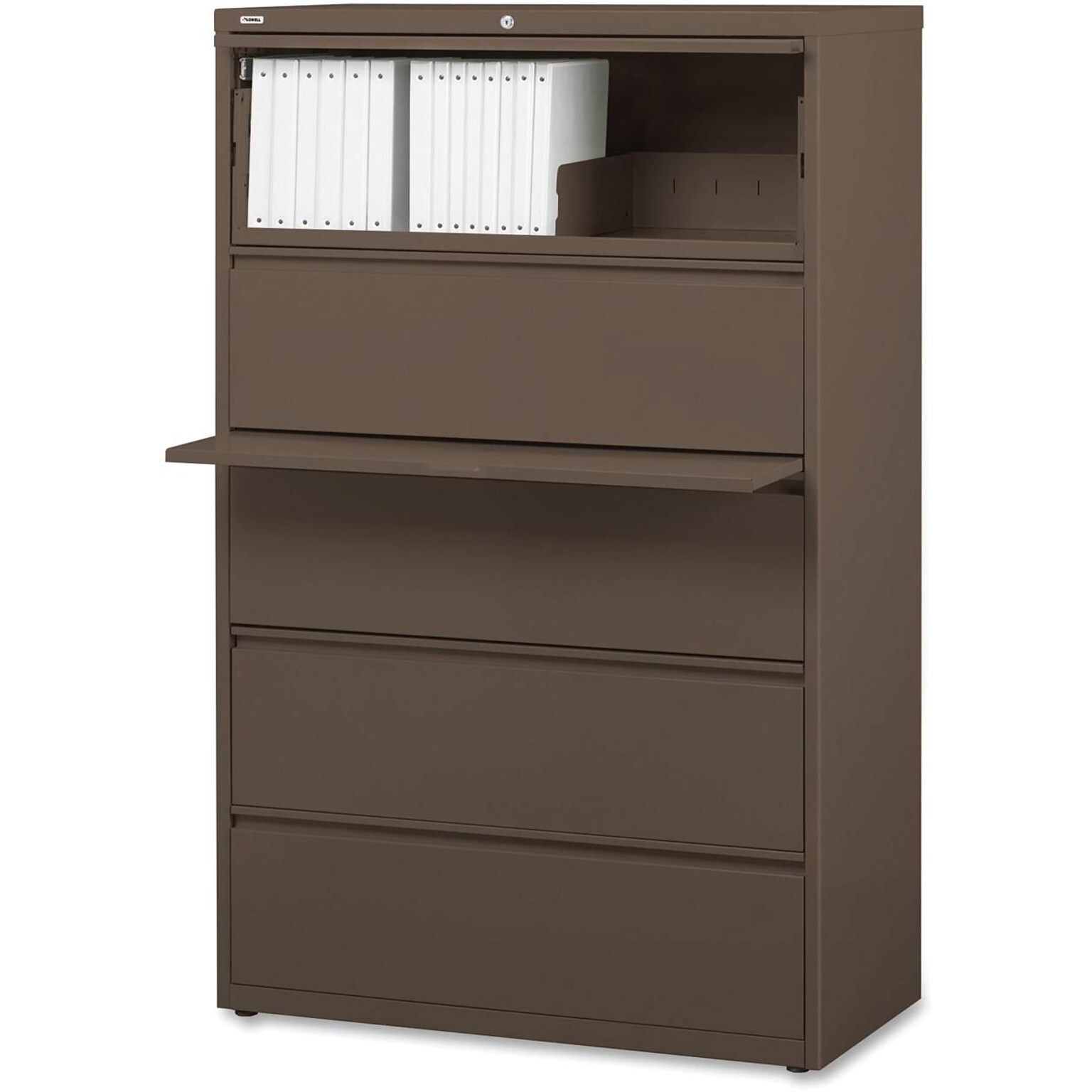 Lorell Fortress Series 5-Drawer Lateral File Cabinet, 42W x 18.6D x 67.6H, Medium Tone (LLR60473)
