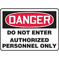 Accuform 10 x 14 Aluminum Safety Sign DANGER DO NOT ENTER AUTHORIZE.., Red/Black On White (MADM141VA)