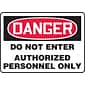 Accuform 7" x 10" Plastic Safety Sign "DANGER DO NOT ENTER AUTHORIZE..", Red/Black On White (MADM140VP)