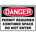 Accuform 7 x 10 Vinyl Confined Space Sign DANGER PERMIT REQUIRED.., Red/Black On White (MCSP007VS)