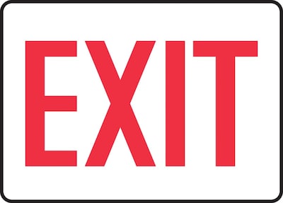 Accuform 10 x 14 Aluminum Safety Sign EXIT, Red On White (MEXT906VA)