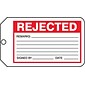 Accuform 5 3/4" x 3 1/4" PF-Cardstock Production Tags "REJECTED", Red/Black On White, 25/Pack (MMT300CTP)