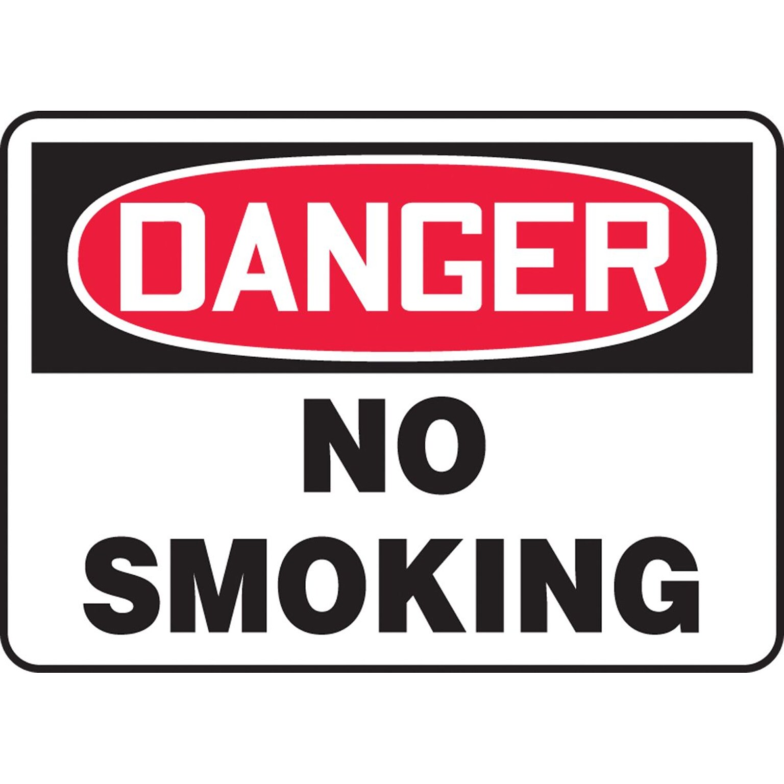 Accuform 7 x 10 Adhesive Vinyl Safety Sign DANGER NO SMOKING, Red/Black On White (MSMK132VS)