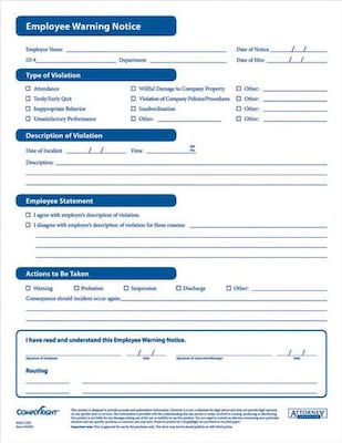 ComplyRight Employee Warning Notice Forms, 50/Pack (AR0395)