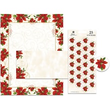 Great Papers® Holiday Stationery Kit Poinsettia Swirl, 25/Count