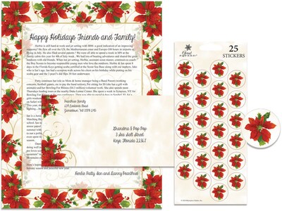 Great Papers® Holiday Stationery Kit Poinsettia Swirl, 25/Count