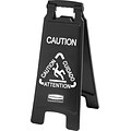 Rubbermaid® Commercial Executive 2-Sided Multi-Lingual Caution Sign, 10 9/10 x 26 1/10, Plastic, Black, Each (RCP 1867505)