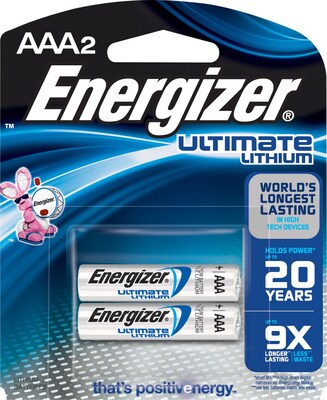 Energizer Ultimate AAA Lithium Batteries, 2/Pk