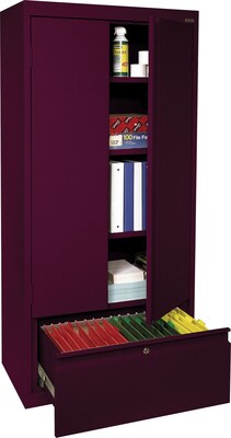 Sandusky 64 H Steel Storage Cabinet With 4 Shelves And 1 File