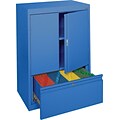 Sandusky 42H Counter-Height Steel Storage Cabinet with 2 Shelves and 1 File Drawer, Blue (HFDF301842-06)