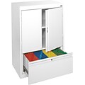 Sandusky 42H Counter-Height Steel Storage Cabinet with 2 Shelves and 1 File Drawer, White (HFDF301842-22)